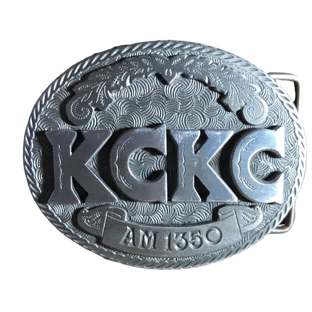 BELT BUCKLE KCKC 1350 SAN BERNARDINO CA RARE FIND COUNTRY MUSIC VINTAGE